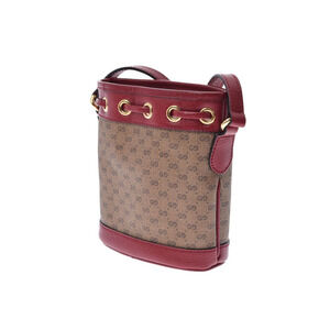 Gucci Calfskin Doraemon Shoulder Beige Drawstring Bag Tan Collaboration Red
